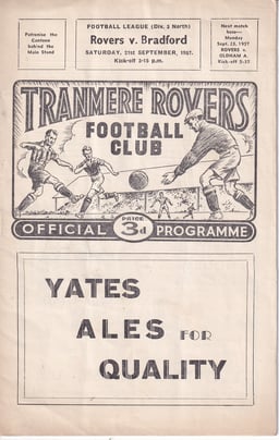 Tranmere Rovers v Bradford Park Avenue Match Programme 1957-09-21